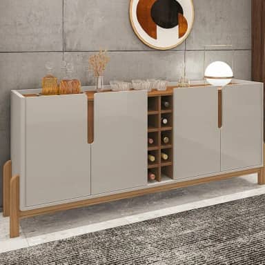 Buffet Aparador 190cm 4 Portas com Adega Lizz Casa D Off White/cedro