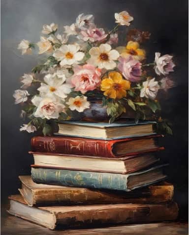 xackcme Pintura por números - Pintura a óleo vintage de flores para adultos, faça você mesmo, sem moldura (40,6 x 50,8 cm)