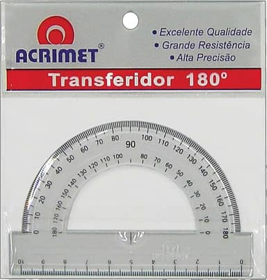 Acrimet Transferidor Escolar 180° em Poliestireno Cristal Resistente 551.0