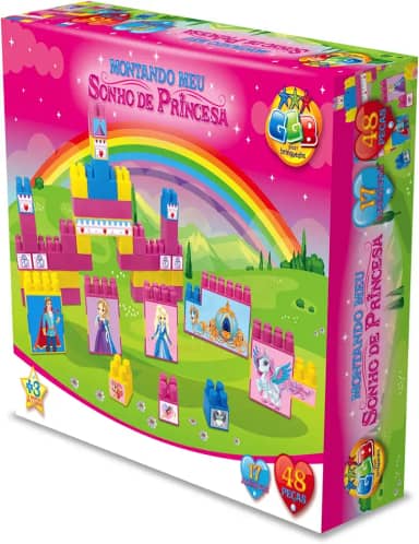 Blocos de Montar Montando Meu Sonho de Princesa 48 Peças, GGB Plast
