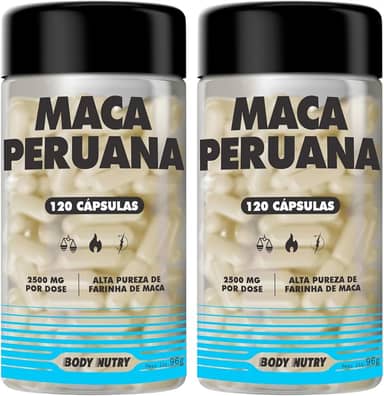 Kit 2x Maca Peruana Premium 2500mg 100% Pura Pote 120 Cápsulas Matéria Prima Importada Para Homens e Mulheres | Energia Resistência