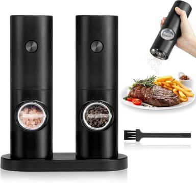 Moedor Elétrico de Sal e Pimenta, Conjunto com 2 Unidades, 70ml, Preto