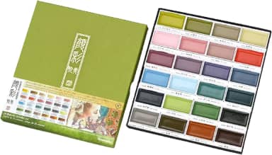 Kuretake GANSAI TAMBI Novo conjunto de 24 cores II "Art nouveau", conjunto de pintura aquarela, qualidade profissional para artistas e artes os, certificado por AP, aquarelas para adultos, feito no Jap o