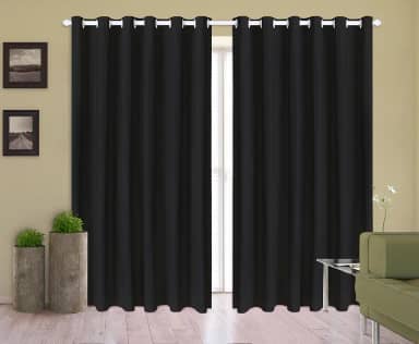 Cortina Corta Luz 2,50m X 2,20m 100% Blackout PVC Preta Para Sala Ou Quarto Para Varão Simples