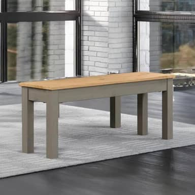 Banco em Madeira Maciça Cinza Lavado - 45 Alt X 105 Larg X 30,5 Prof - Bancos para Sala de Jantar, Móveis para Casa, Acabamento em Cera, Madeira Pinus Elliottis - PENSE DENTRO DA CAIXA