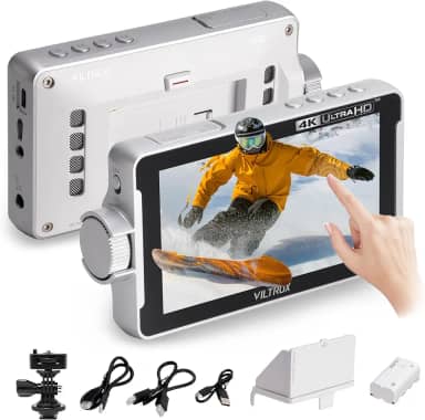 VILTROX Monitor De Campo Para Câmera Com Tela Sensível Ao Toque Dc-V1 De 5,5 Polegadas, Monitor De Câmera Dslr Hdmi 4K Com Proteção Solar De Bateria, Entrada E Saída, Pico De Foco, Assistência 3D L
