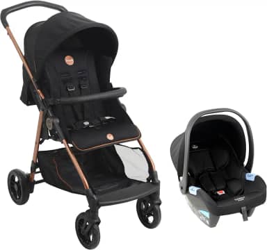 Carrinho de Bebê com Bebê Conforto, Lui Travel System Preto Cobre Burigotto