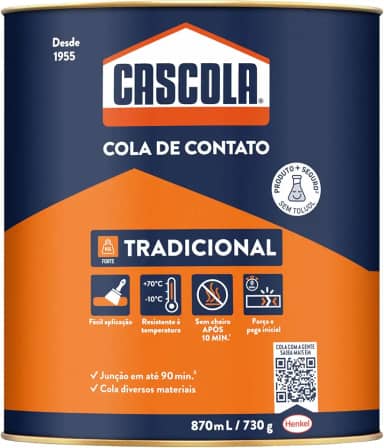 Cascola Cola Tradicional sem Toluol, Adesivo de Contato, 1x730g