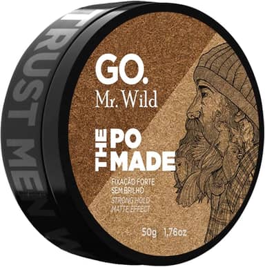 Cera Matte (sem brilho) GO Mr Wild, forte fixação, efeito seco, natural, longa duração, todos os tipos de cabelo, GO Man