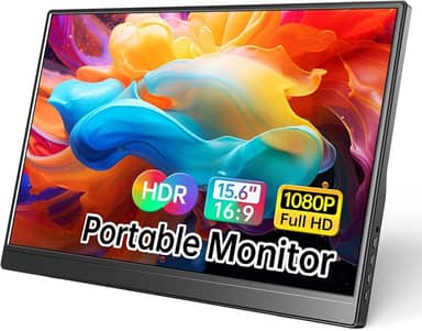 LucZeng Monitor Portatil 15,6'', FHD 1080P Extensor de Monitor Com USB C Dupla/HDMI, Segunda de Notebook Extensor De Tela, Ultra-Slim e portátil, Adequado para Viagens, Casa, Trabalho/Jogos