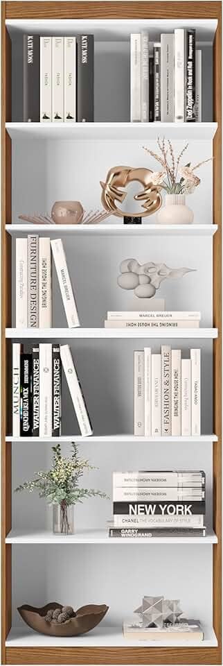 Genérico Organizador Livreiro para Sala, Escritório, Moderno com 1 Prateleira de Livros, Gold Freijo/Branco