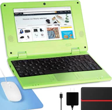 G-Anica Laptop GBook (7 polegadas), Quad Core alimentado por Android 12.0, Netbook com WiFi, webcam e Bluetooth, mini laptop com bolsa, mouse e mouse pad para crianças