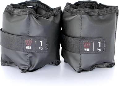 Par Caneleira Tornozeleira de Peso 1 kg WON Preto Fitness Academia Musculação Treino