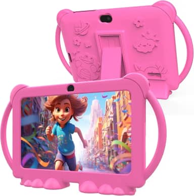 Tablet Infantil Android 12, 4GB RAM, 32GB ROM, Tela IPS 7 Polegadas, Controle Parental, Câmera Dupla 2+5MP, Capa à Prova de Choque, Rosa, Preto ou Prata