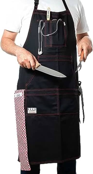 Avental Masculino Feminino Ajustável Confortável Costura Dupla Algodão inclui Toalha de panela resistente ao calor