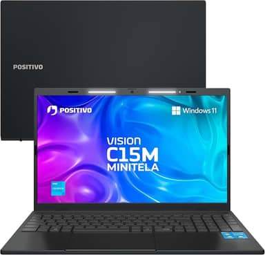 Notebook Positivo Vision C15M Intel Celeron N4500 Windows 11 Home 4GB RAM 128GB eMMC Tela 15" Full HD IPS Antirreflexo - Minitela e Tecla Copilot - Cinza