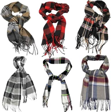 Cachecol para Frio Xadrez Unissex com Franjas Cores Sortidas 160x30 cm Inverno Toque macio