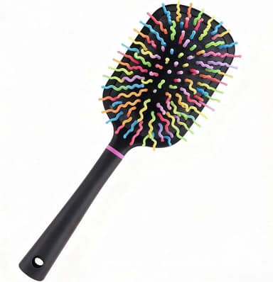 Escova de crina e cauda de cerdas de arco-íris resistente escova de crina e cauda de arco-íris pente de almofada de ar pente de garfo de plástico desembaraçador para cavalos