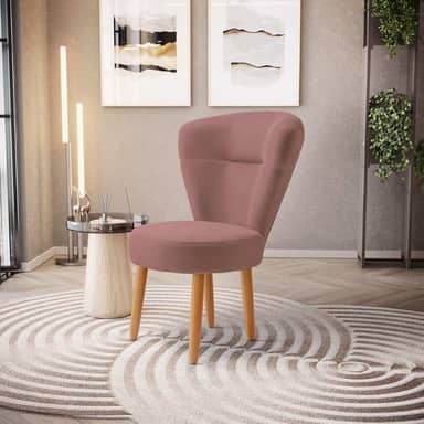 Cadeira Estofada Decor para Maquiagem Camarim Resistente Ergonômica Tecido Veludo MOBLAN decor (Rosa Escuro)