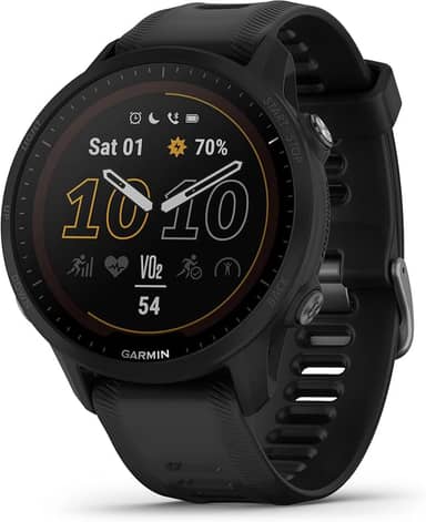 Garmin Smartwatch Forerunner® 955 Solar, GPS para corrida com capacidades de carregamento solar, sob medida para triatletas, bateria de longa duração, preto - 010-02638-00