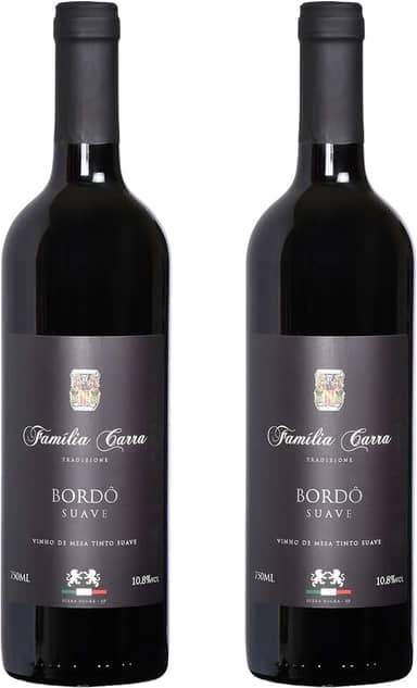 Kit 2 Vinhos Bordô Suave Família Carra 750 ml Gourmet Present Drink Especial Natal Coquetel Exótico Premium