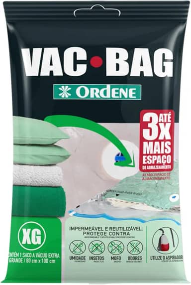 Ordene - Saco Plástico à Vácuo para Armazenamento, Tamanho Extra Grande, Cor Transparente, Linha Vac Bag