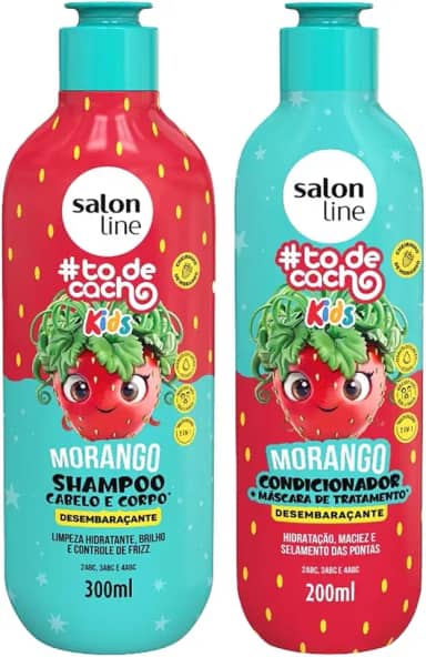 Salon Line, Kit Shampoo e Condicionador, #todecacho Kids, Morango, Vegano - Para Cabelos Ondulados, Cacheados e Crespos, 2 Unidades