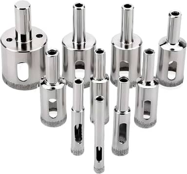 Broca Diamantada para Porcelanato 10 Peças - 6 a 30mm - Broca de Diamante para Vidro, Cerâmica, Mármore, Azulejo e Alvenaria