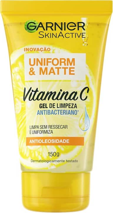 Gel de Limpeza Facial Antibacteriano Garnier Uniform & Matte Vitamina C, 150ml