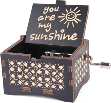 Caixas de música You are My Sunshine, presentes exclusivos para mãe/filha/esposa, manivela de madeira vintage preto caixas musicais para aniversário/aniversário/Natal/Dia dos Namorados/Dia das