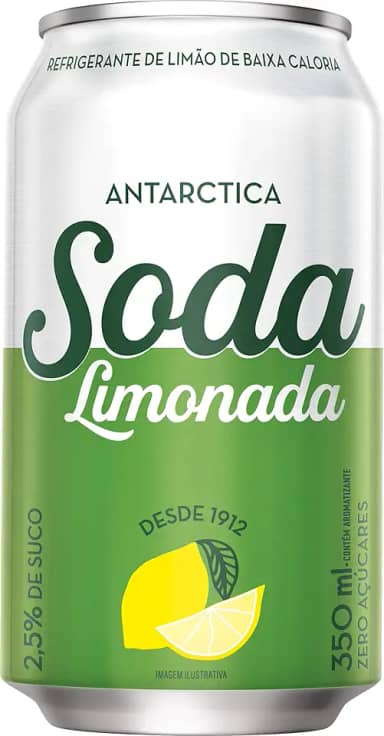 Soda Limonada Antarctica - Refrigerante, zero açúcar, Lata 350ML