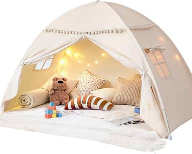 Barraca de cama tamanho solteiro para meninas e meninos - tenda de dormir infantil com design blackout, barraca de cama portátil respirável para quartos com correntes de ar, acampamento no chão da
