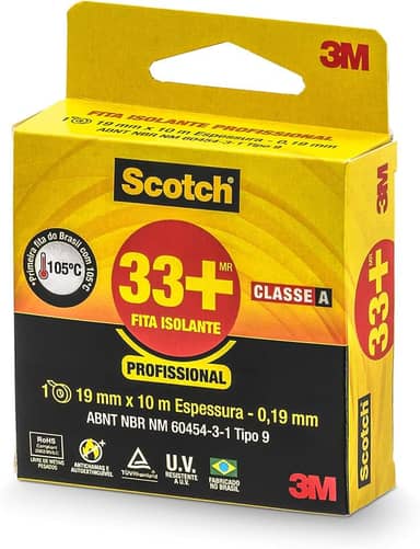 Scotch, 3M, Fita Isolante, 33 +, Preto, 19mm x 10M