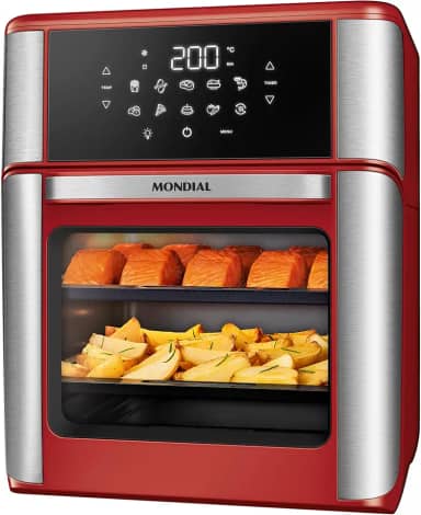Fritadeira Air Fryer Forno Oven 12L, Mondial, Vermelho/Inox, 2000W, 127V - AFON-12L-RI