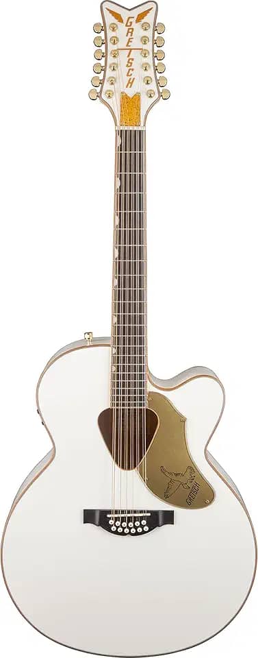 Guitarra elétrica acústica Gretsch G5022CWFE-12 Rancher Falcon branca de 12 cordas