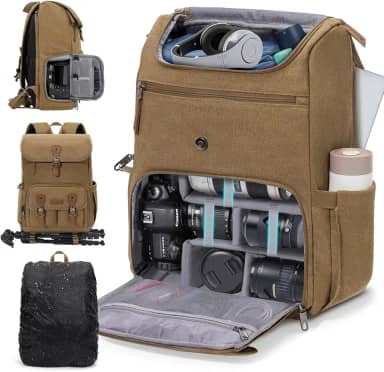 RAINSMORE Mochila para câmera DSLR/SLR Bolsa para câmera profissional de fotógrafos