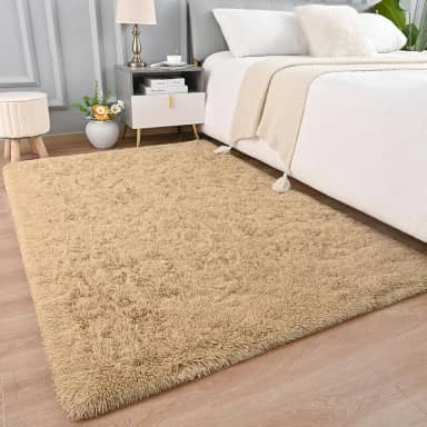 AROGAN Tapete felpudo bege para quarto, tapetes laváveis de 1,2 x 1,8 m para sala de estar, tapete antiderrapante moderno, espuma viscoelástica ao lado para crianças, meninas, adolescentes
