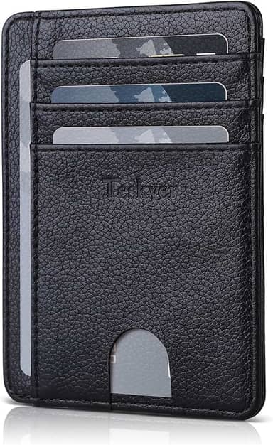 Carteira fina para homens, bolso frontal minimalista com bloqueio de RFID, porta-cartão de crédito para homens e mulheres, Preto, 4.7 x 3.4 inches, Minimalista