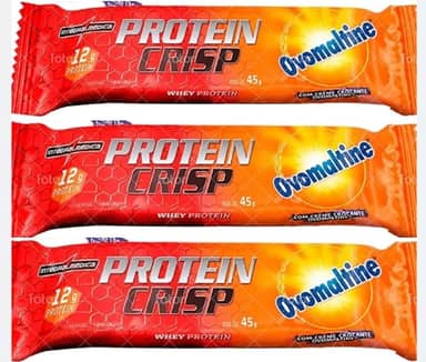 Kit 03 unidades-Crisp Bar Protein Sabor Ovomaltine com 12 gramas de Proteinas de 45g-Integralmedica