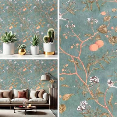 Papel de Parede Adesivo Floral Geometrico 3D Galhos Antimofo