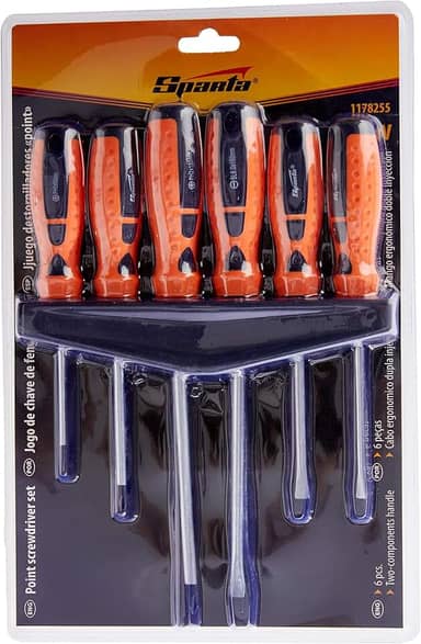 Sparta Jogo De Chaves De Fenda E Phillips Point Crv Cabo Dupla Injeção 6 Peças//Sparta