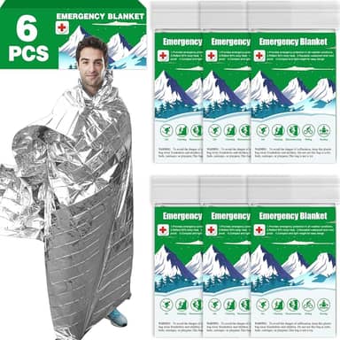 CXYARY Pacote com 6 cobertores térmicos de emergência Mylar, cobertores espaciais de 213 x 132 cm, cobertor térmico de emergência, equipamento de sobrevivência, acampamento para atividades ao ar livre