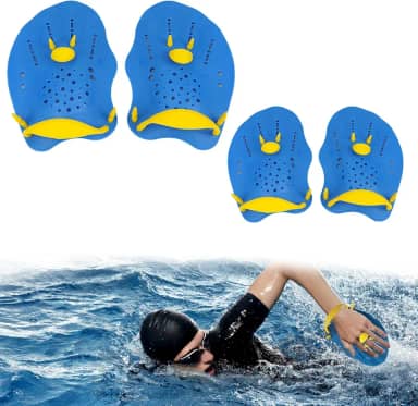 Pás de Natação para Adulto e Júnior (2 Par：P+G), Nadadeiras de Natação para Treinamento de Força e Piscina Acessórios de Natação para Uso Iniciante e Profissional