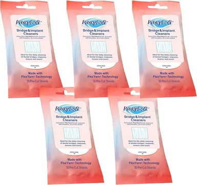 Fio dental para pontes e implantes dentários, 5 pacotes – Fio dental para pontes e implantes com escova proxy extragrossa para higiene bucal ideal – Limpadores de ponte e implantes da ProxySoft