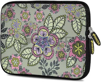 Amzer Capa de neoprene de designer de 19-25 cm para iPad/Tablet/e-Reader e cadernos, folhas de oliva flores rosa (AMZ5215105)