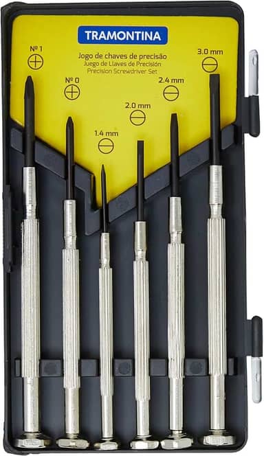 Jogo de Chave Precisão 6 Peças, com 4 Chaves Ponta Chata e 2 Chaves Ponta Cruzada, Tramontina 41905306