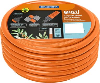 Mangueira Super Flex Tramontina Com Engates Rosqueados E Esguicho Em Pvc Laranja 30 M