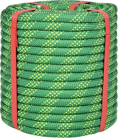 Corda De Escalada De 1/2 Polegada 100 Pés Verde - 48 Fios Para Escalada Em Árvores, Corda De Arborista De 1/2 Pol., Corda De Rapel, Corda Trançada De Poliéster E Náilon Estática, Corda De Tou