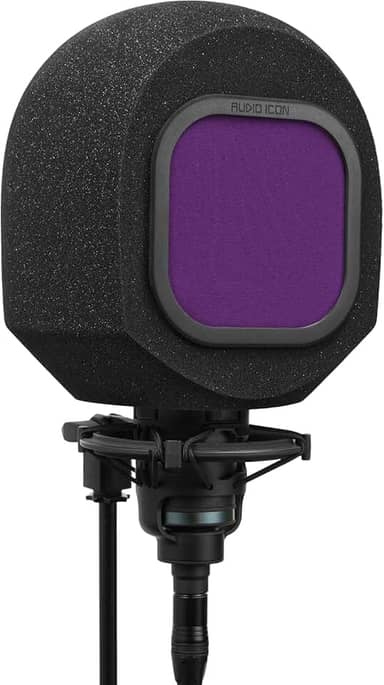 Soundbox Cabine de isolamento de gravação vocal - Escudo de microfone portátil com filtro pop substituível para canto de qualidade de estúdio, podcasts e som de voz (filtro pop roxo crepúsculo)
