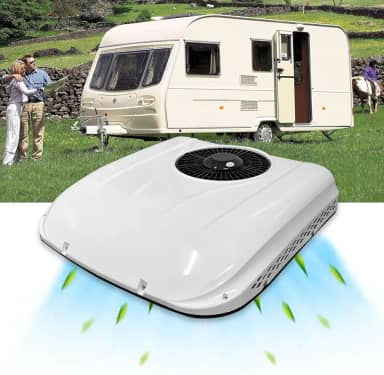 Ar condicionado de teto para trailer 12V 7000BTU 12 volts DC ar-condicionado ultrafino para estacionamento elétrico adequado para trailer, caminhão, escavadeira, veículo off-road, SUV, ônibus